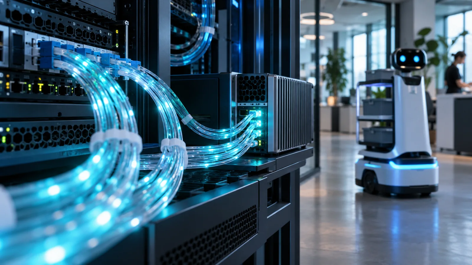 Infrastructure fibre alimentant des services robotisés et intelligents
